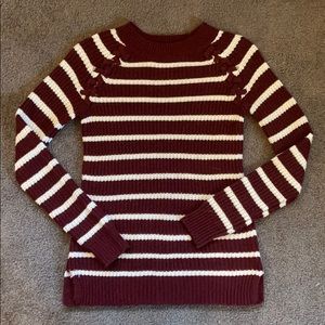 Striped sweater maroon and white